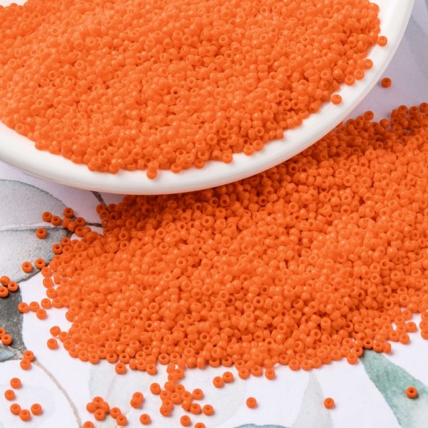 SEED JP0010 RR0406 3 RR406 Opaque Orange MIYUKI Round Rocailles Beads 15/0 (15-406), 1.5mm, Hole: 0.7mm; about 5555pcs/tube, 10g/tube