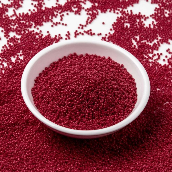 SEED JP0010 RR0408D RR408D Opaque Dark Red MIYUKI Round Rocailles Beads 15/0 (15-408D), 1.5mm, Hole: 0.7mm; about 5555pcs/tube, 10g/tube