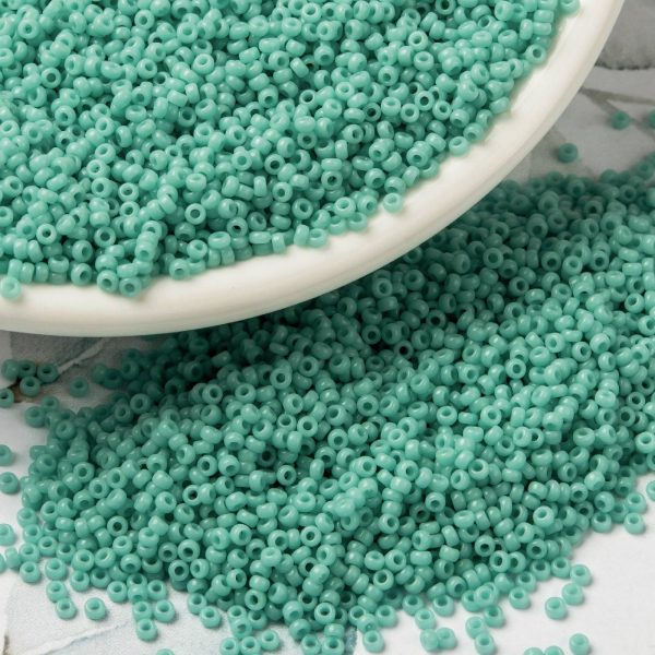 SEED JP0010 RR0412L 3 RR412L Opaque Turquoise Green MIYUKI Round Rocailles Beads 15/0 (15-412L), 1.5mm, Hole: 0.7mm; about 5555pcs/tube, 10g/tube