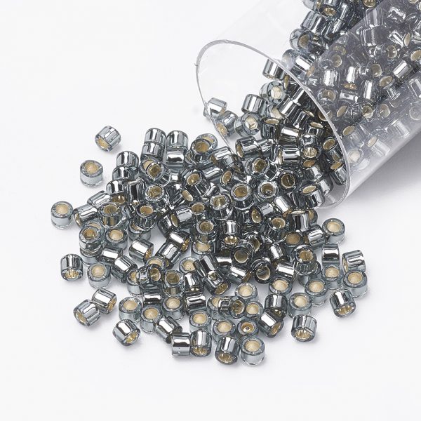 SEED S014 DBM 0048 MIYUKI Delica 10/0 DBM0048 Transparent Silver Lined Light Gray Seed Beads, 100g/Bag