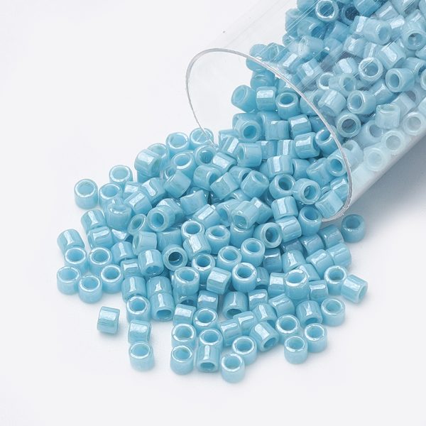 SEED S015 DBM 0217 MIYUKI Delica 10/0 DBM0217 Opaque Turquoise Green Luster Seed Beads, 10g/Tube