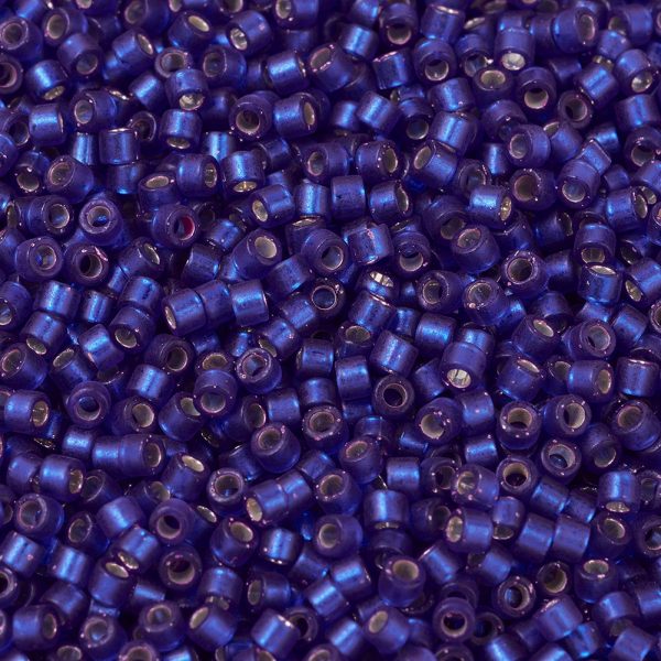 SEED X0054 DB0696 1 MIYUKI Delica 11/0 DB0696 Transparent Dyed Semi-Frosted Silver Lined Dark Blue Seed Beads, 50g/Bag