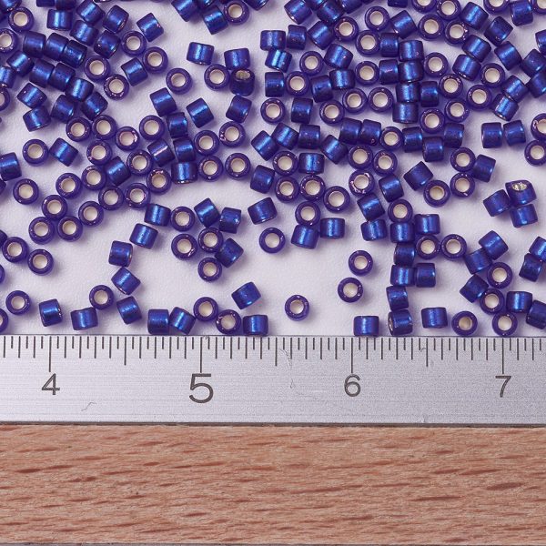 SEED X0054 DB0696 2 MIYUKI Delica 11/0 DB0696 Transparent Dyed Semi-Frosted Silver Lined Dark Blue Seed Beads, 50g/Bag