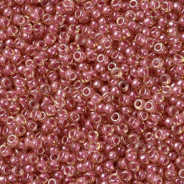 SEED X0054 RR0373 1 RR373 Dark Rose Lined Light Topaz Luster MIYUKI Round Rocailles Beads 11/0 (11-373), 2x1.3mm, Hole: 0.8mm; about 1111pcs/10g
