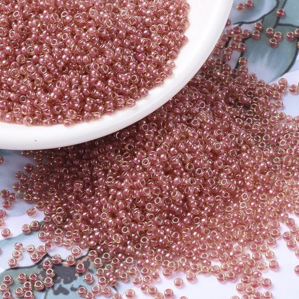 SEED X0054 RR0373 3 RR373 Dark Rose Lined Light Topaz Luster MIYUKI Round Rocailles Beads 11/0 (11-373), 2x1.3mm, Hole: 0.8mm; about 1111pcs/10g