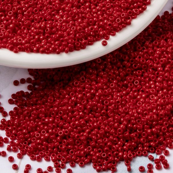 SEED X0056 RR0408 3 RR408 Opaque Red MIYUKI Round Rocailles Beads 15/0 (15-408), 1.5mm, Hole: 0.7mm; about 27777pcs/50g