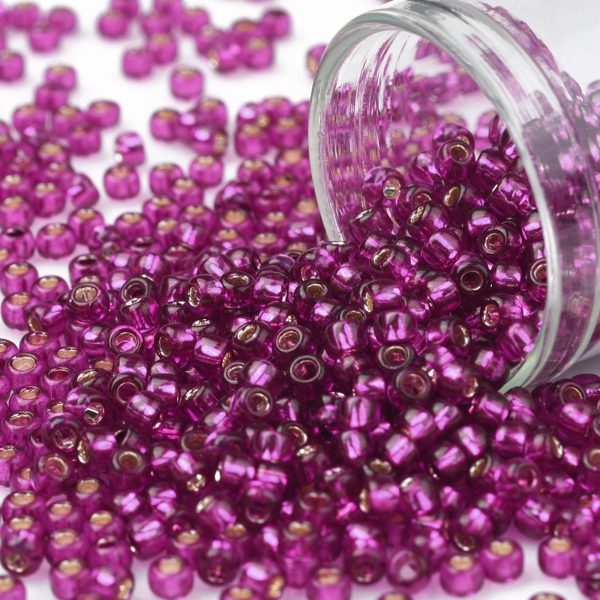 SEED XTR08 2223 0 TOHO #2223 Round Seed Beads, Silver Lined Dragonfruit 8/0, 3mm, Hole: 1mm, about 1110pcs/50g
