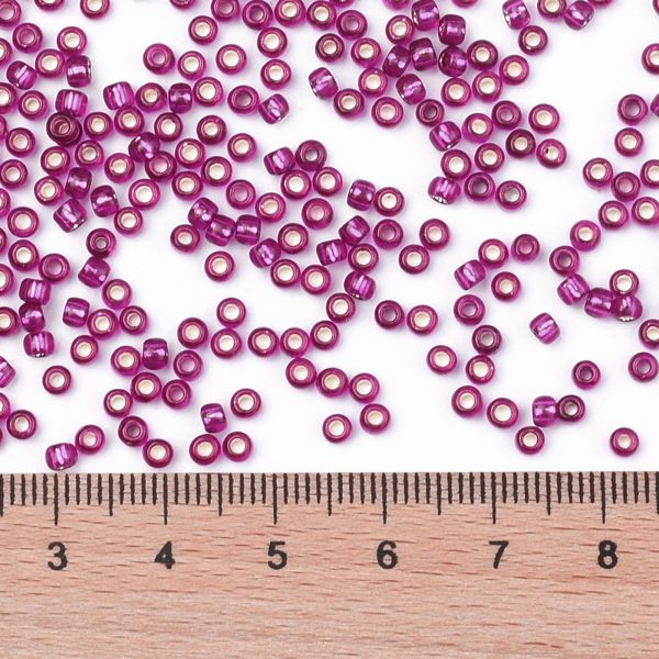 SEED XTR08 2223 3 0 TOHO #2223 Round Seed Beads, Silver Lined Dragonfruit 8/0, 3mm, Hole: 1mm, about 1110pcs/50g