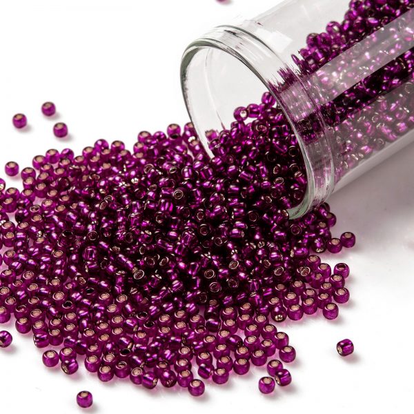 SEED XTR11 2223 0 TOHO #2223 Round Seed Beads, Silver Lined Dragonfruit 11/0, 2.2mm, Hole: 0.8mm, about 5555pcs/50g