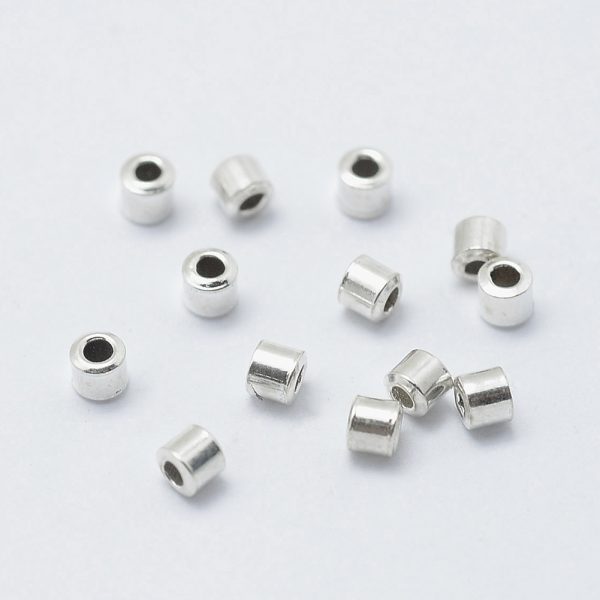 STER DL0001 01 925 Sterling Silver Crimp Tube Beads, 2x2mm, Hole: 1mm, 50 pcs/ Bag