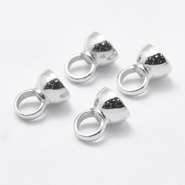 STER G023 01P 925 Sterling Silver Cord Ends with Loop, 6mm; 10x7mm, 5 pcs/ Bag