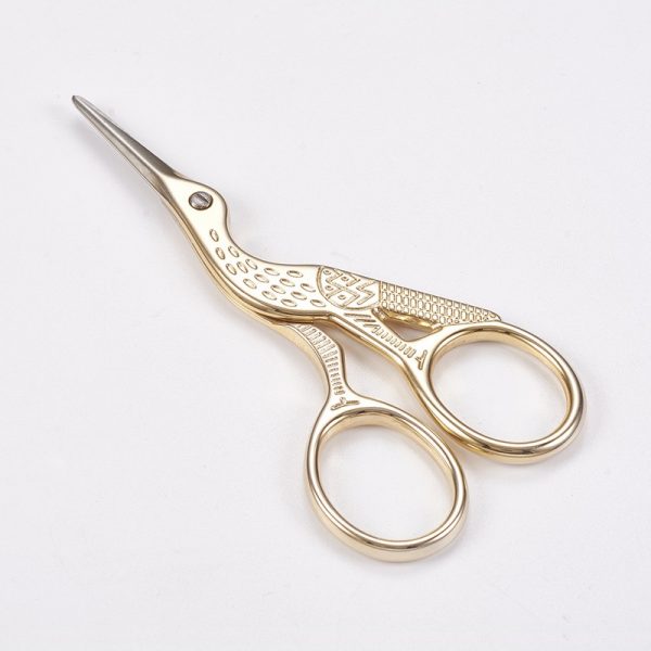 TOOL WH0037 02LG Stainless Steel Sharp Tip Stork Embroidery Scissors, 9.25x4.2x0.4cm, 5 pcs/ Bag