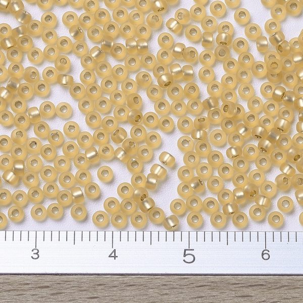 X SEED G007 RR1902 2 0 RR1902 Semi-Frosted Silver Lined Gold MIYUKI Round Rocailles Beads 11/0 (11-1902), 2x1.3mm, Hole: 0.8mm; about 50000pcs/pound (450g)