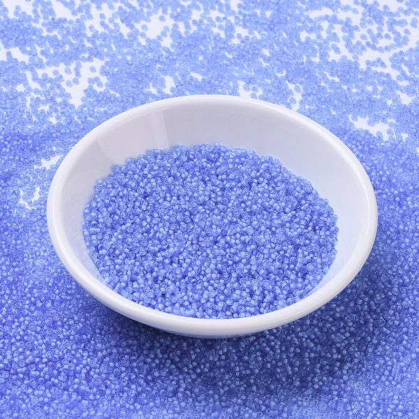 X SEED G007 RR1929 MIYUKI Round Rocailles 11/0 RR1929 Semi-Frosted Pale Blue Lined Cornflower Seed Beads (11-1929), 10g/Tube