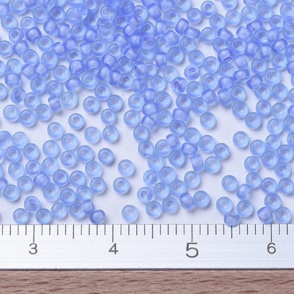 X SEED G007 RR1929 2 MIYUKI Round Rocailles 11/0 RR1929 Semi-Frosted Pale Blue Lined Cornflower Seed Beads (11-1929), 10g/Tube