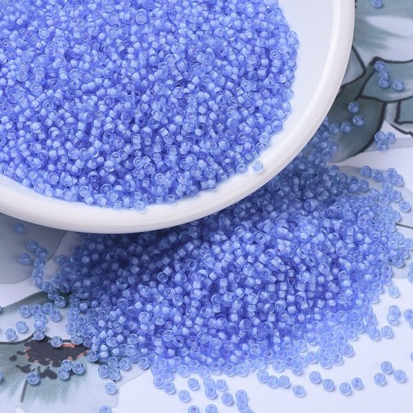 X SEED G007 RR1929 3 MIYUKI Round Rocailles 11/0 RR1929 Semi-Frosted Pale Blue Lined Cornflower Seed Beads (11-1929), 450g/Bag