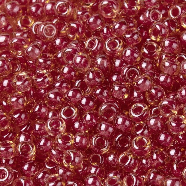 X SEED G008 RR0373 1 RR373 Dark Rose Lined Light Topaz Luster MIYUKI Round Rocailles Beads 8/0 (8-373), 3mm, Hole: 1.1mm; about 4333pcs/50g