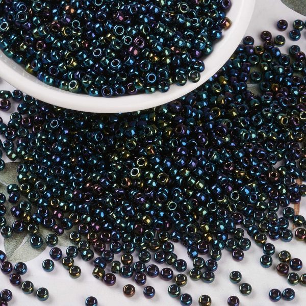 X SEED G008 RR0452 3 MIYUKI Round Rocailles 8/0 RR452 Metallic Dark Blue Iris Seed Beads (8-452), 10g/Bag