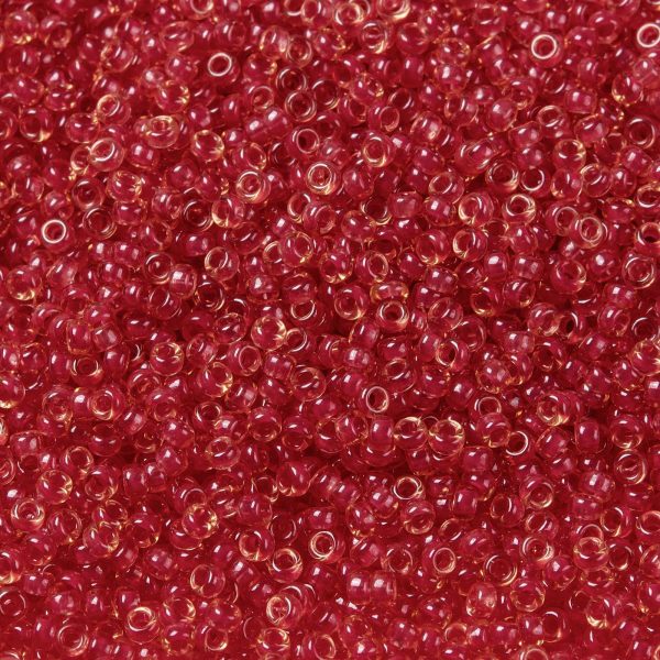 X SEED G009 RR0373 1 RR373 Dark Rose Lined Light Topaz Luster MIYUKI Round Rocailles Beads 15/0 (15-373), 1.5mm, Hole: 0.7mm; about 5555pcs/10g