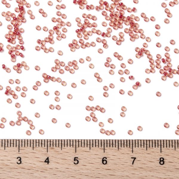 X SEED G009 RR0373 2 RR373 Dark Rose Lined Light Topaz Luster MIYUKI Round Rocailles Beads 15/0 (15-373), 1.5mm, Hole: 0.7mm; about 5555pcs/tube, 10g/tube