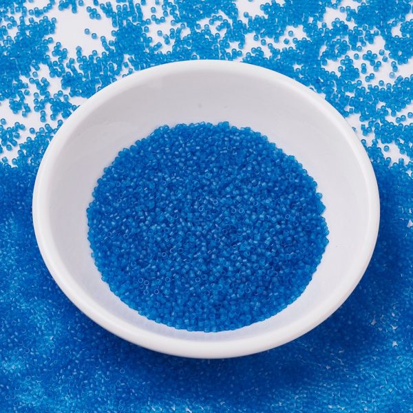 X SEED J020 DB0787 MIYUKI Delica 11/0 DB0787 Dyed Semi-Frosted Transparent Capri Blue Seed Beads, 10g/Tube