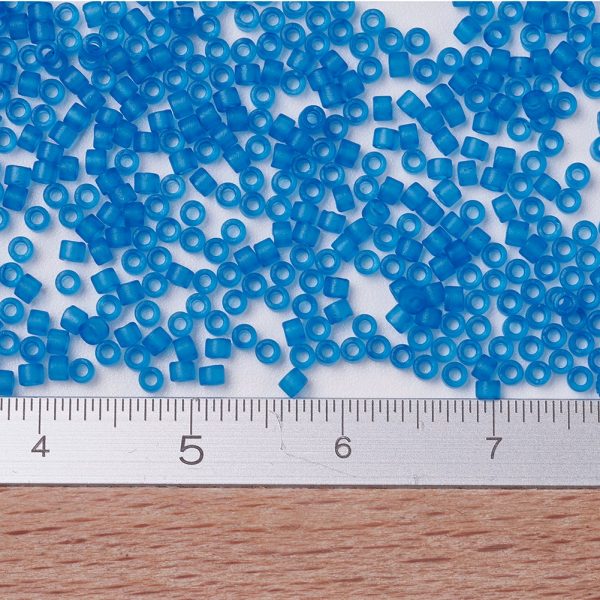 X SEED J020 DB0787 2 MIYUKI Delica 11/0 DB0787 Dyed Semi-Frosted Transparent Capri Blue Seed Beads, 10g/Tube