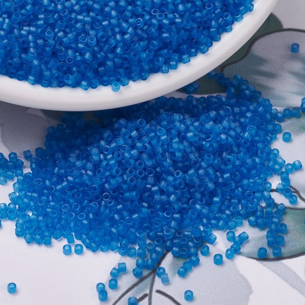 X SEED J020 DB0787 3 MIYUKI Delica 11/0 DB0787 Dyed Semi-Frosted Transparent Capri Blue Seed Beads, 100g/Bag