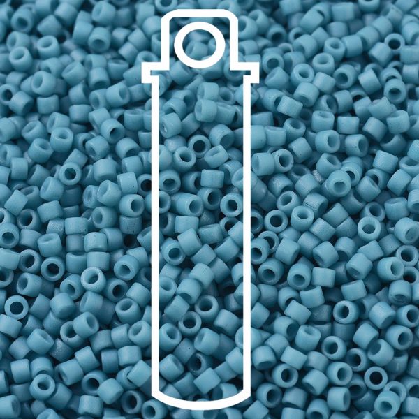 X SEED J020 DB0798 1 1 MIYUKI Delica 11/0 DB0798 Dyed Semi-Frosted Opaque Capri Blue Seed Beads, 10g/Tube