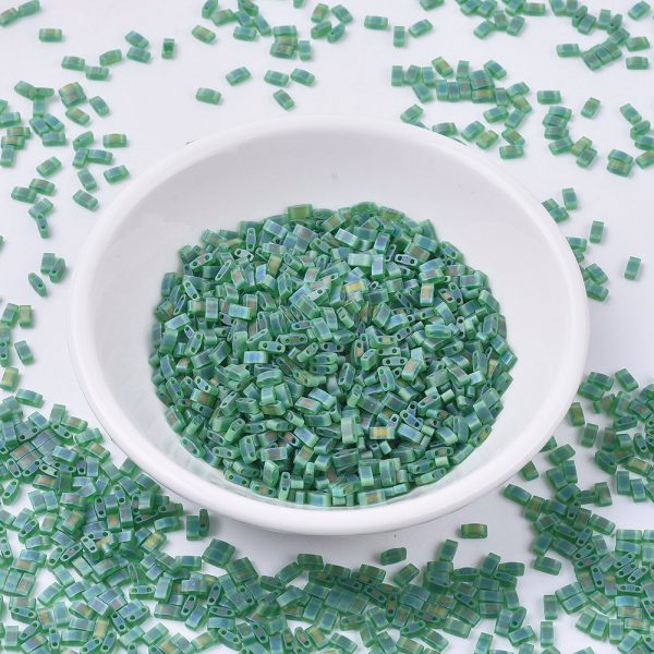 X SEED J020 HTL0146FR MIYUKI Half TILA HTL146FR Matte Transparent Green AB Seed Beads, 100g/Bag