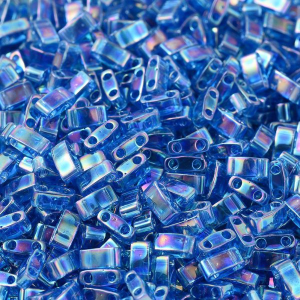 X SEED J020 HTL0291 1 MIYUKI Half TILA HTL291 Transparent Capri Blue AB Seed Beads, 100g/Bag