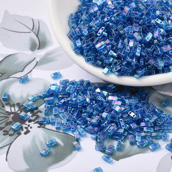 X SEED J020 HTL0291 3 MIYUKI Half TILA HTL291 Transparent Capri Blue AB Seed Beads, 50g/Bag