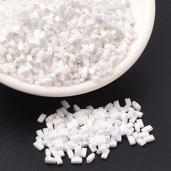 X SEED J020 HTL0471 3 MIYUKI Half TILA HTL471 Opaque White Pearl AB Seed Beads, 10g/Bag