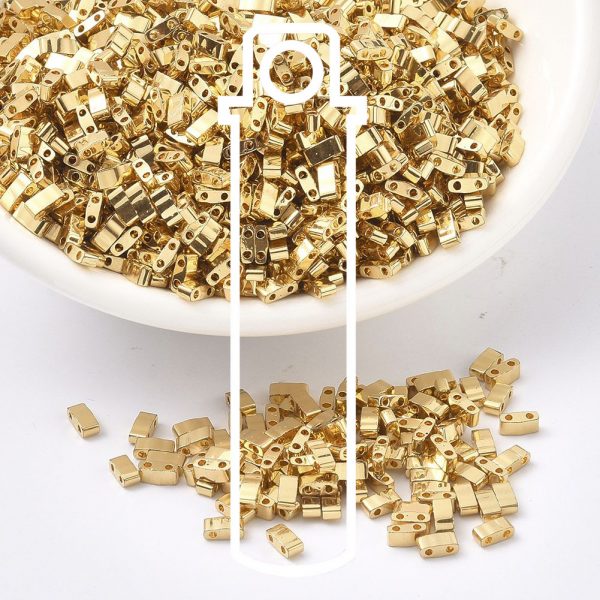 X SEED J020 HTL191 3 1 MIYUKI Half TILA HTL191 24k Gold Plated Seed Beads, 10g/Tube