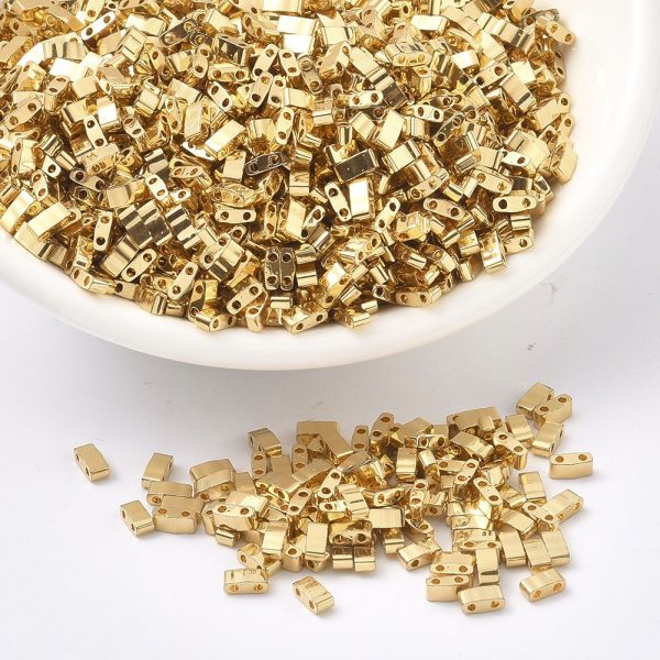 X SEED J020 HTL191 3 MIYUKI Half TILA HTL191 24k Gold Plated Seed Beads, 100g/Bag