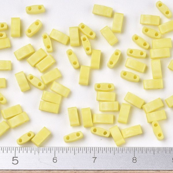 X SEED J020 HTL404FR 2 MIYUKI Half TILA HTL404FR Matte Opaque Yellow AB Seed Beads, 100g/Bag