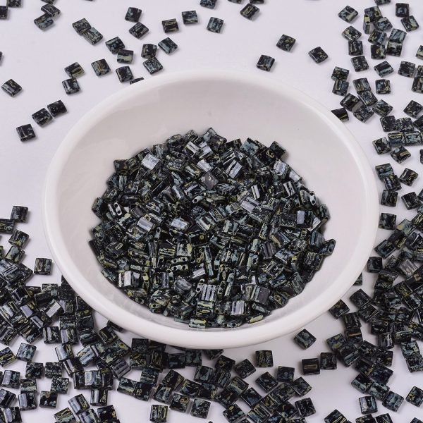 X SEED J020 TL4511 MIYUKI TILA TL4511 Black Picasso Seed Beads, 10g/Tube
