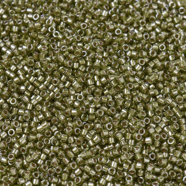 SEED X0054 DB0908 1 MIYUKI Delica 11/0 DB0908 Sparkling Beige Lined Chartreuse Seed Beads, 50g/Bag