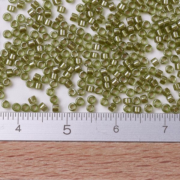 SEED X0054 DB0908 2 MIYUKI Delica 11/0 DB0908 Sparkling Beige Lined Chartreuse Seed Beads, 50g/Bag