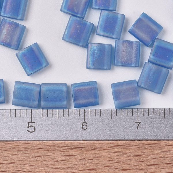 SEED X0054 TL0149FR 2 MIYUKI TILA TL149FR Matte Transparent Capri Blue Seed Beads, 10g/Bag