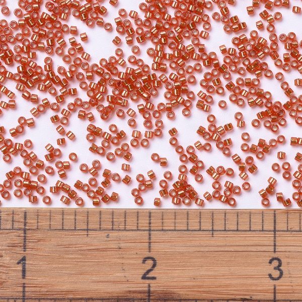 SEED JP0008 DB2158 2 MIYUKI DB2158 Delica Beads 11/0 - Transparent Duracoat Silver Lined Dyed Clementine, 50g/bag