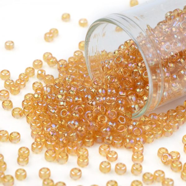 SEED TR08 0162 TOHO #162 8/0 Transparent AB Light Amber Round Seed Beads, 10g/bag