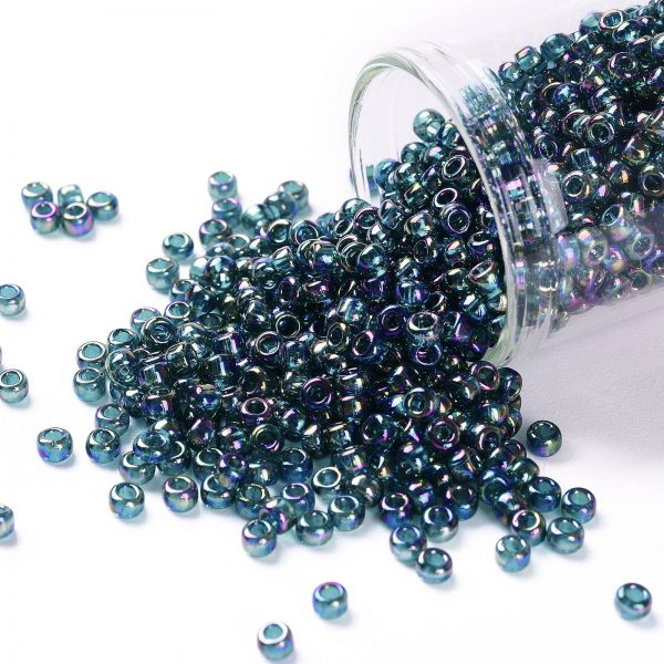 SEED TR08 0167BD TOHO #167BD 8/0 Transparent AB Teal Round Seed Beads, 10g/bag