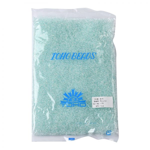SEED TR08 0170 4 TOHO #170 8/0 Blue Topaz Dyed Transparent Rainbow Round Seed Beads, 450g/bag