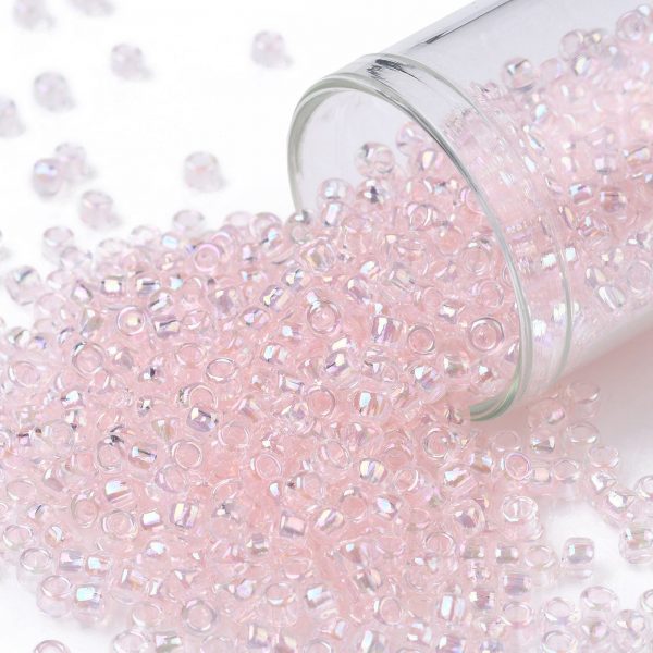 SEED TR08 0171L TOHO #171L 8/0 Dyed Light Pink Transparent Rainbow Round Seed Beads, 10g/bag