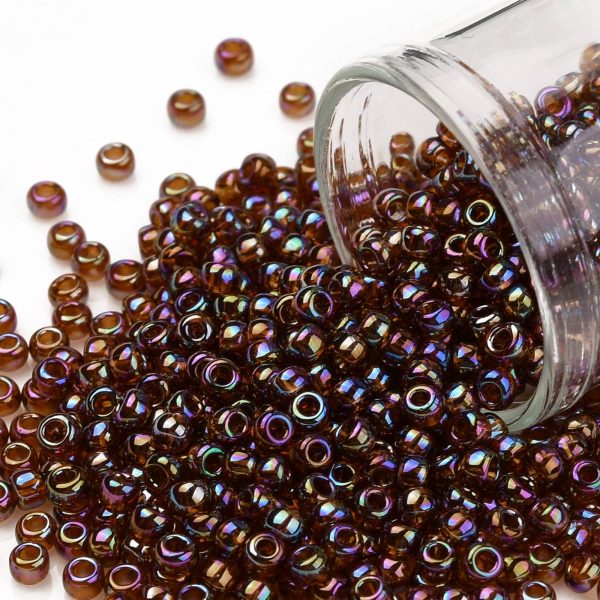 SEED TR08 0177 TOHO #177 8/0 Transparent AB Smoky Topaz Round Seed Beads, 450g/bag