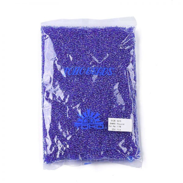 SEED TR08 0178 4 TOHO #178 8/0 Transparent AB Sapphire Round Seed Beads, 450g/bag
