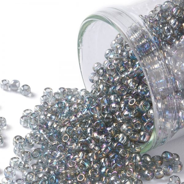 SEED TR11 0176 TOHO #176 11/0 Transparent AB Black Diamond Round Seed Beads, 10g/bag