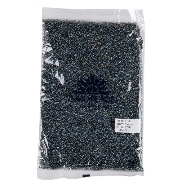 SEED TR11 0176B 4 TOHO #176B 11/0 Transparent AB Dark Grey Black Diamond Round Seed Beads, 450g/bag