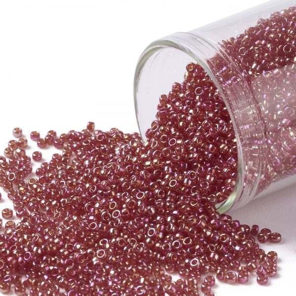 SEED TR15 0165C TOHO #165C 15/0 Transparent AB Ruby Round Seed Beads, 10g/bag