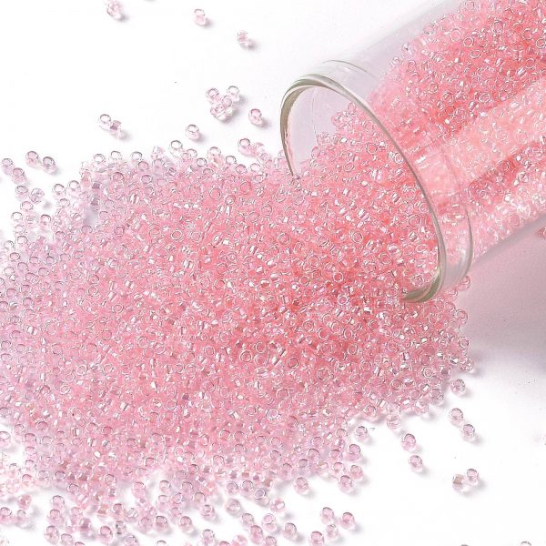 SEED TR15 0171 TOHO #171 15/0 Transparent Dyed AB Ballerina Pink Round Seed Beads, 10g/bag